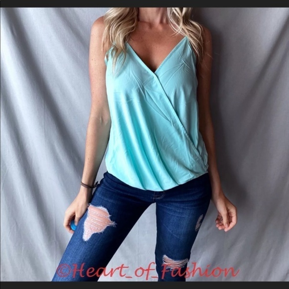 Mint Double Layer Surplice Cami Top